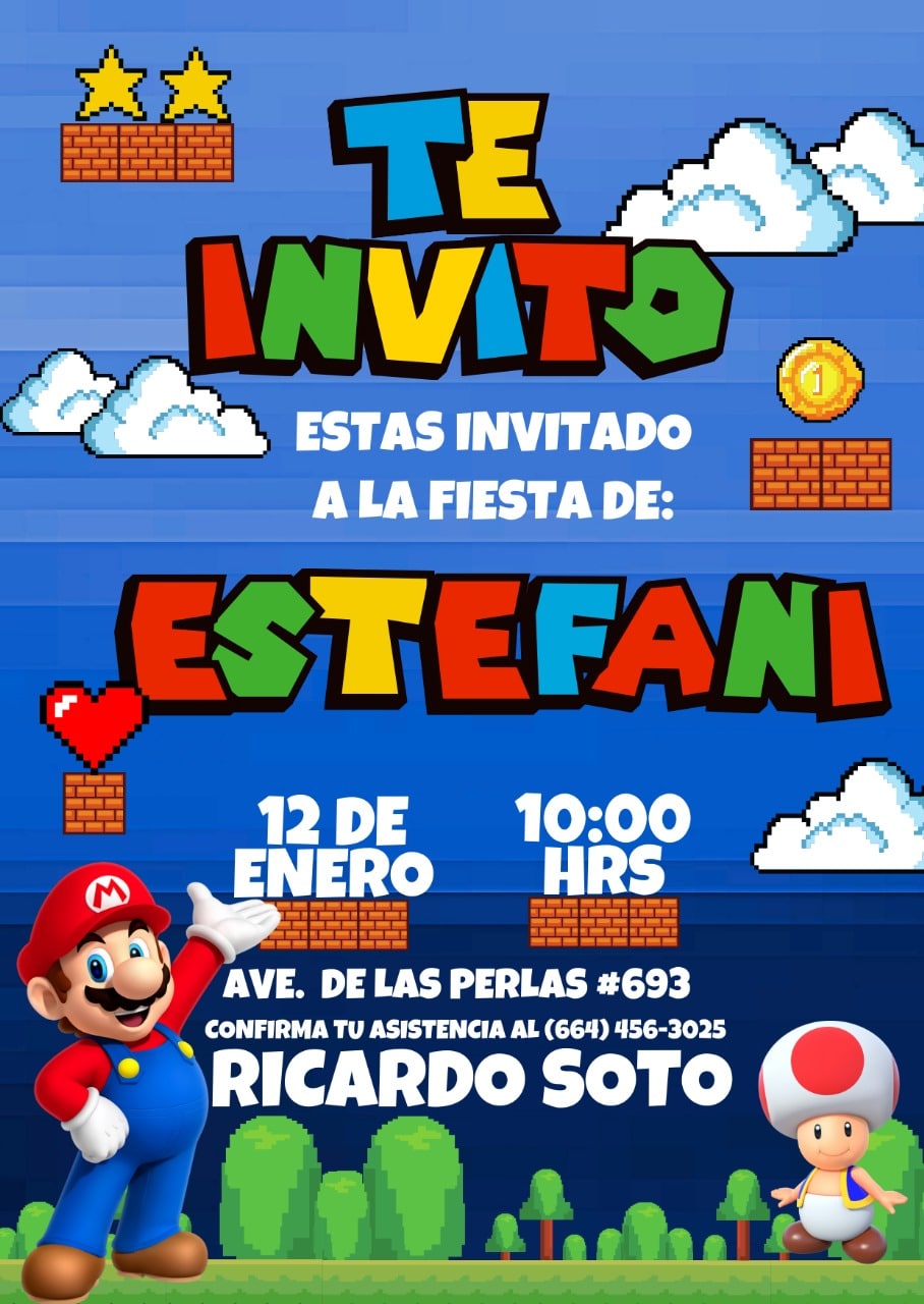 Invitaciones de Mario Bros - invitacion de mario bros