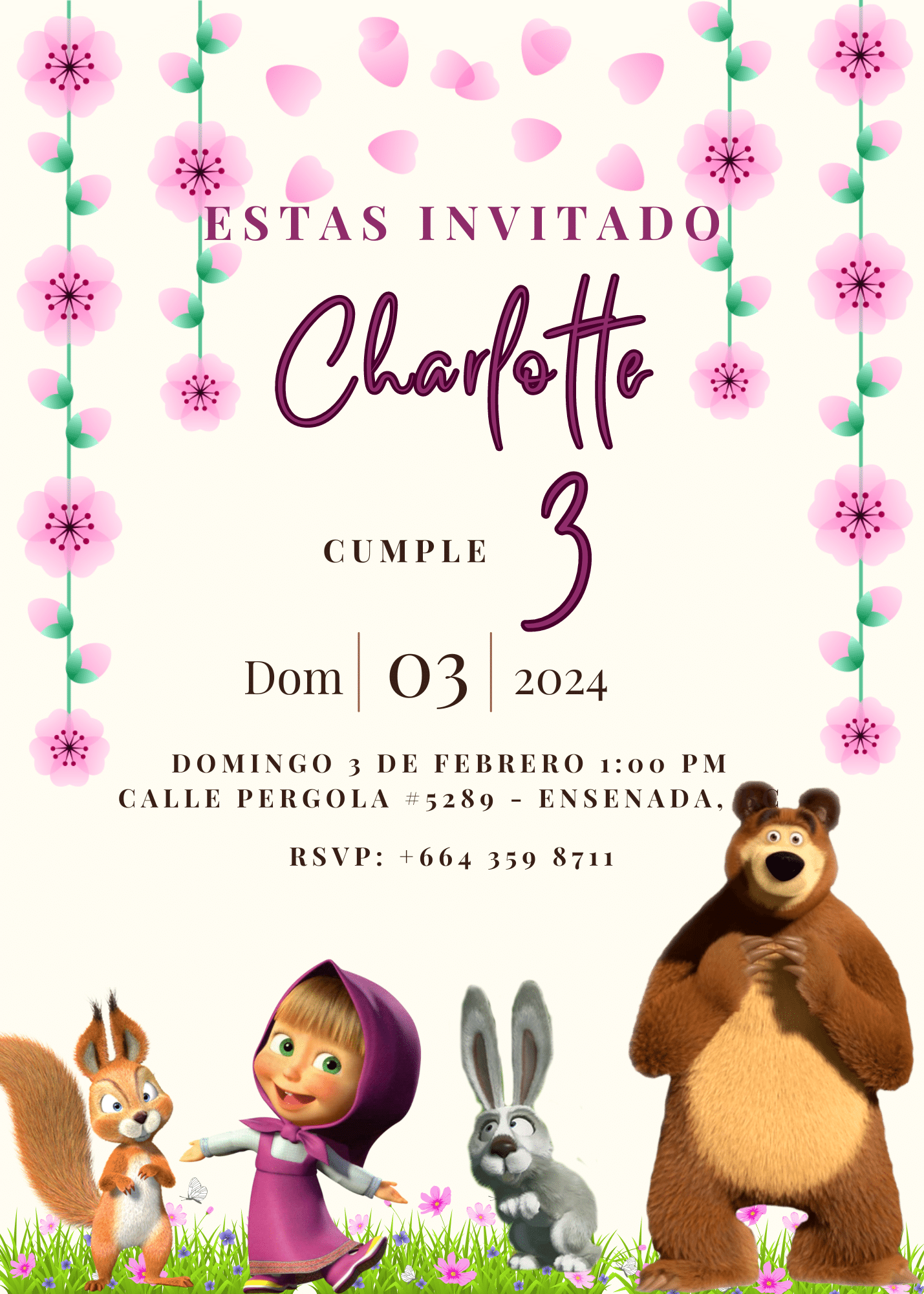 Invitaciones de la masha y el oso - mashauoso